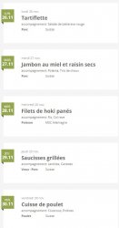 Menu de la semaine